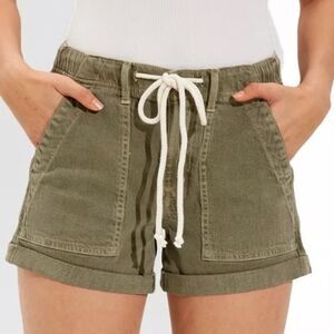 AMERICAN EAGLE Women’s Tomgirl Olive Green Drawstring Cuffed Shorts Size 0